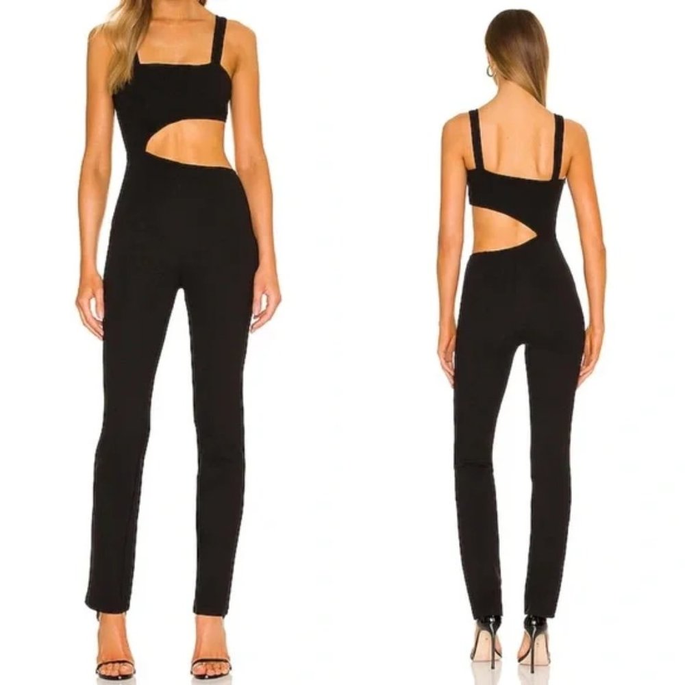 superdown Black Cutout Square Neck Jumpsuit